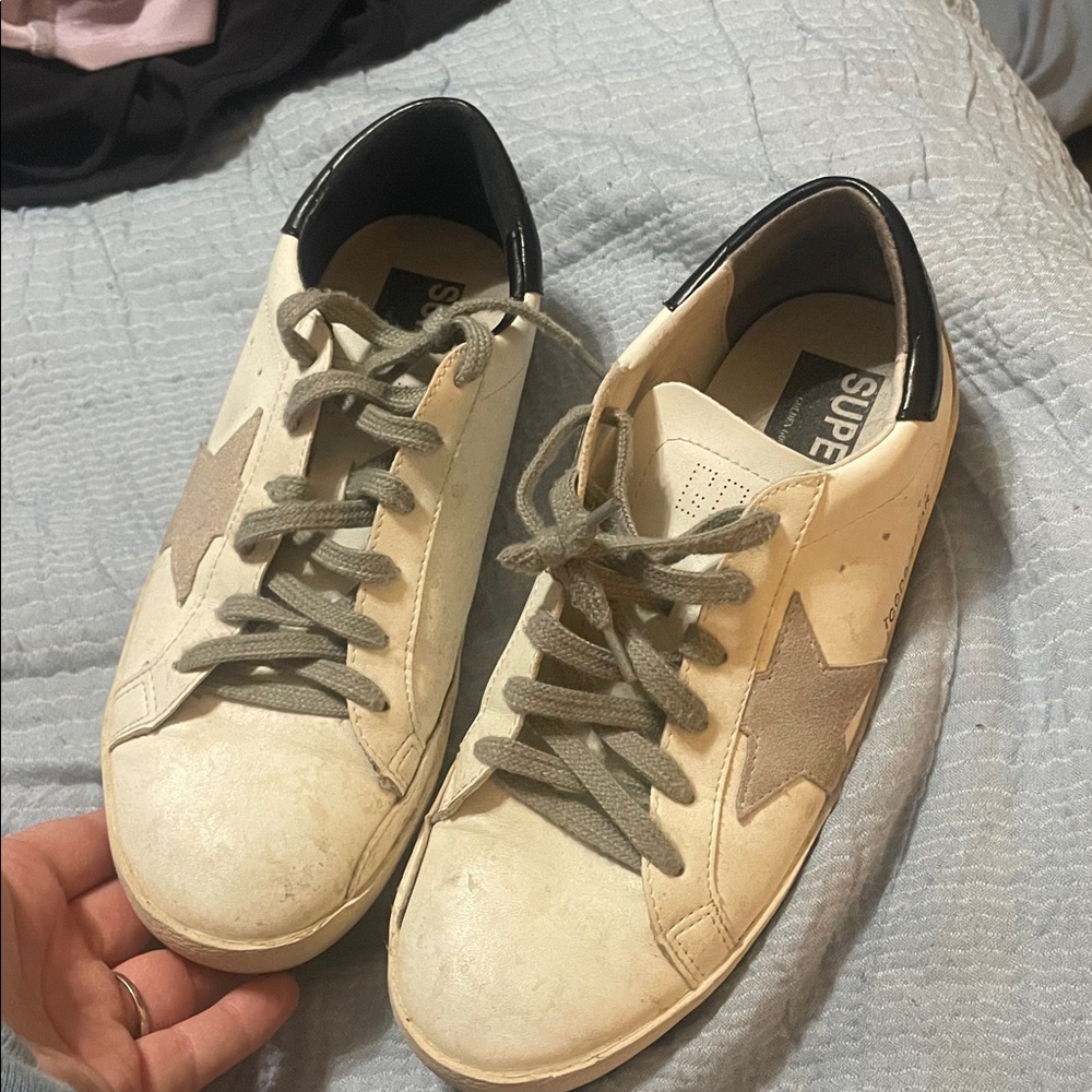 Golden Goose White and Gray Sneakers